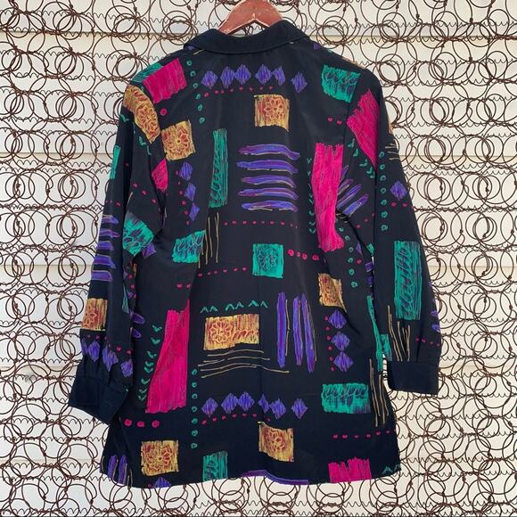 Vintage Caliche Collection abstract geometric button down blouse - Picture 3 of 6